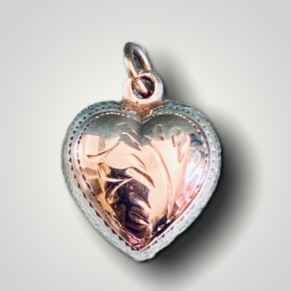 Vintage Silver Mini Puffy Heart Charm Pendant